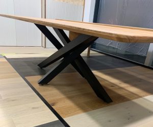 NSW Spotted Gum Table - Rectangle - Black Steel Straw Shape Legs